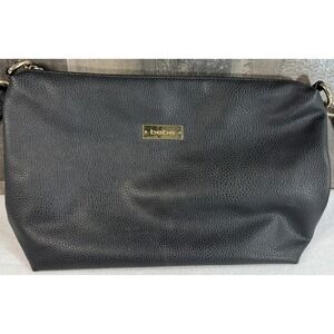 bebe Black Pebbled Faux Leather Crossbody Bag Gold Logo Small Purse